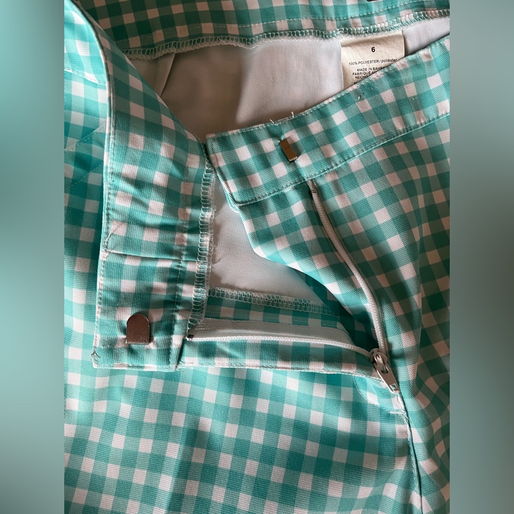 Women’s Callaway Opti-Dri Teal White Checkered Gingham Golf Shorts size 6 - Picture 4 of 5